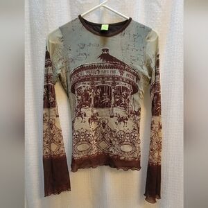 Save The Queen Vintage Mesh Top Carnival Carousel Horses L